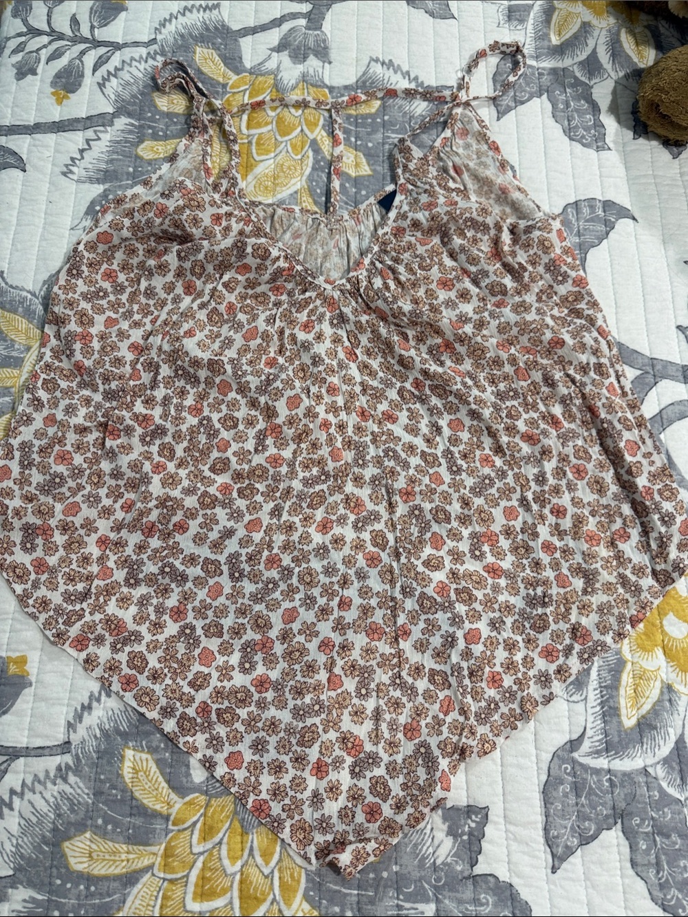 Daytrip Cream Tank Top with Rust Floral Print
